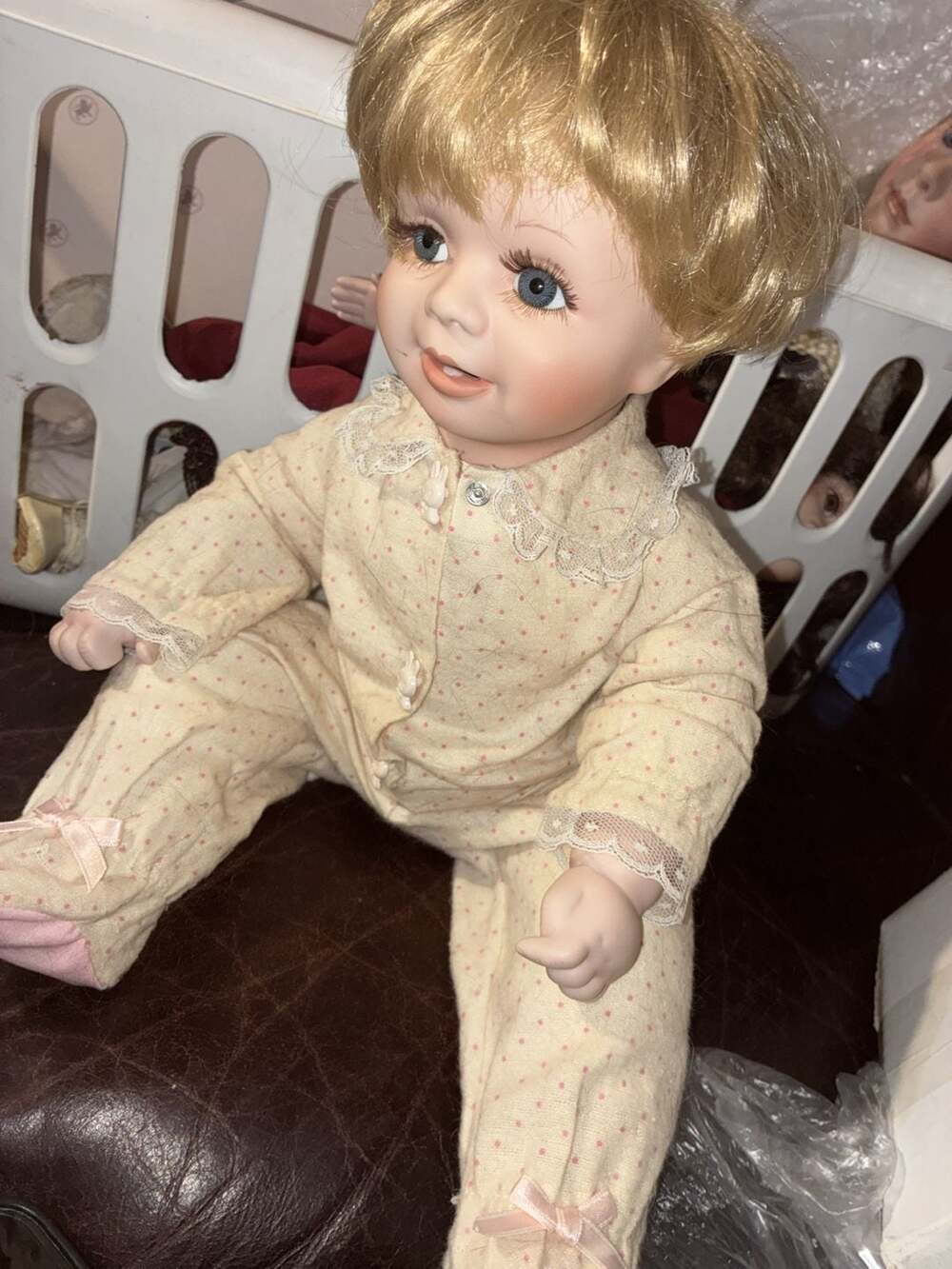 1989 Baby Bunting Porcelain Doll by Terri DeHetre from the Nursery Babies Series